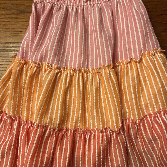 Jona Michelle Dress Size 8Y Pink Stripes Orange Tiered Sleeveless Summer‎ (4) - Picture 3 of 10